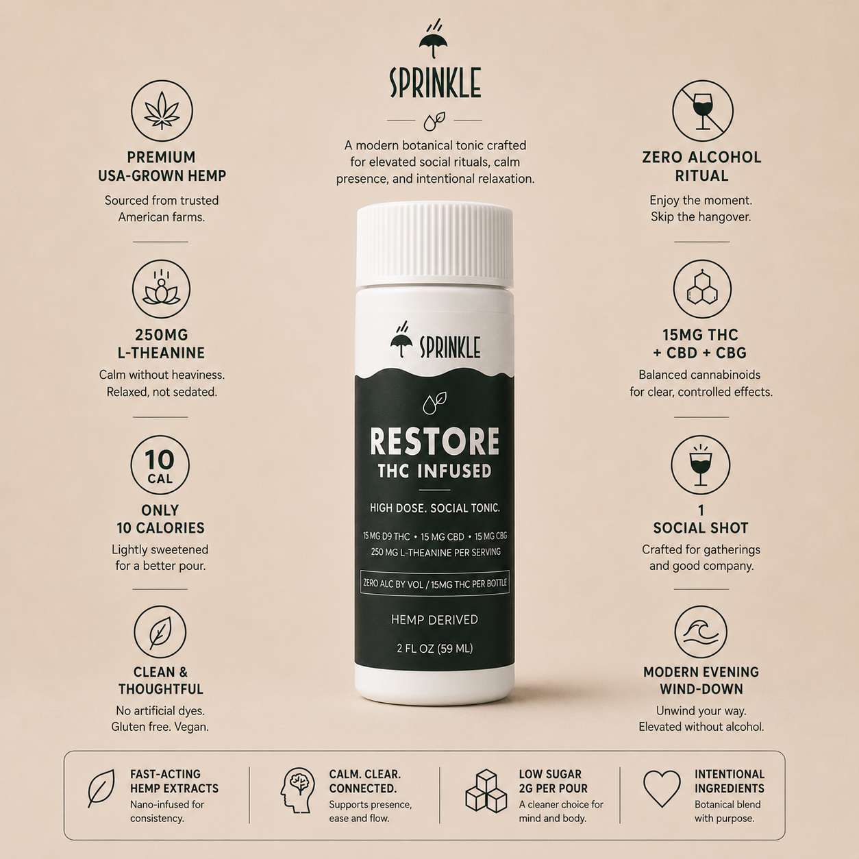 Sprinkle Restore 15mg THC Social Tonic Shots