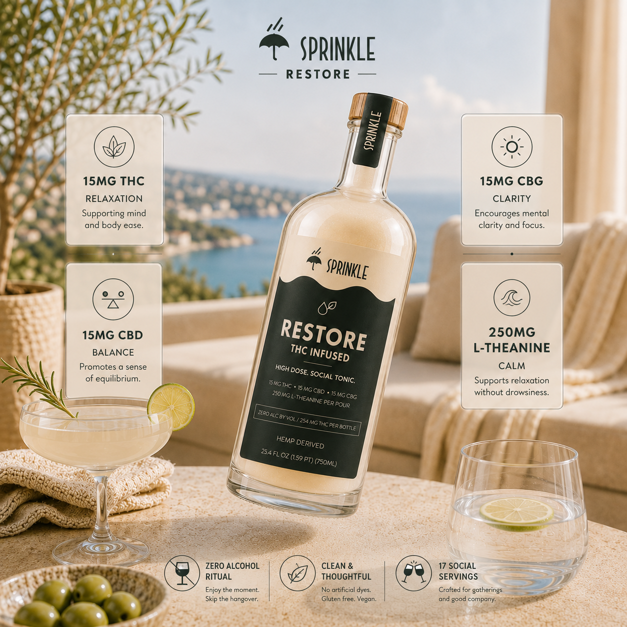 *Limited Edition Release* Sprinkle Restore 15mg THC Social Tonic | 750mL Bottle